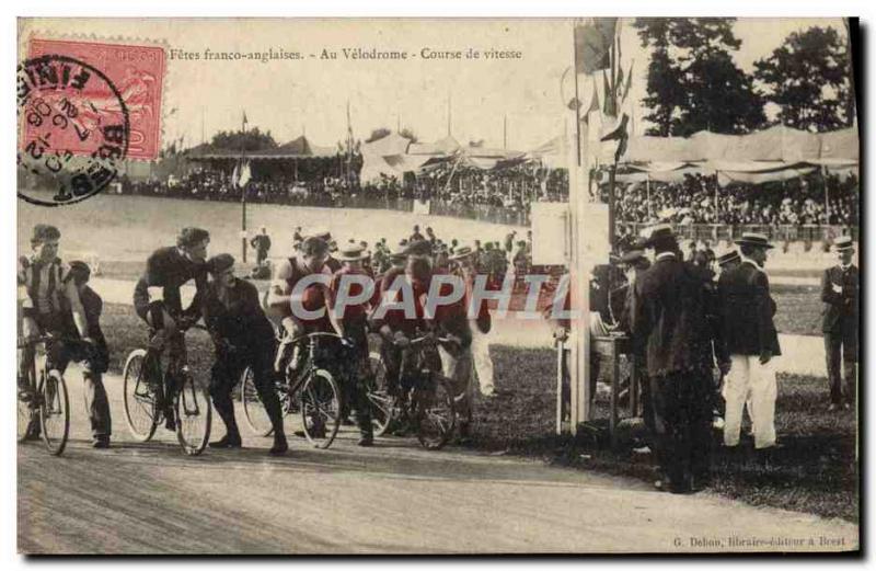 Postcard Old Bike Cycle Cycling Holidays In English Franco velodrome Sprintin...