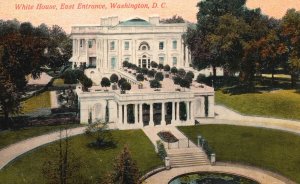 Vintage Postcard 1912 White House Bldg. East Entrance Washington D. C. Structure