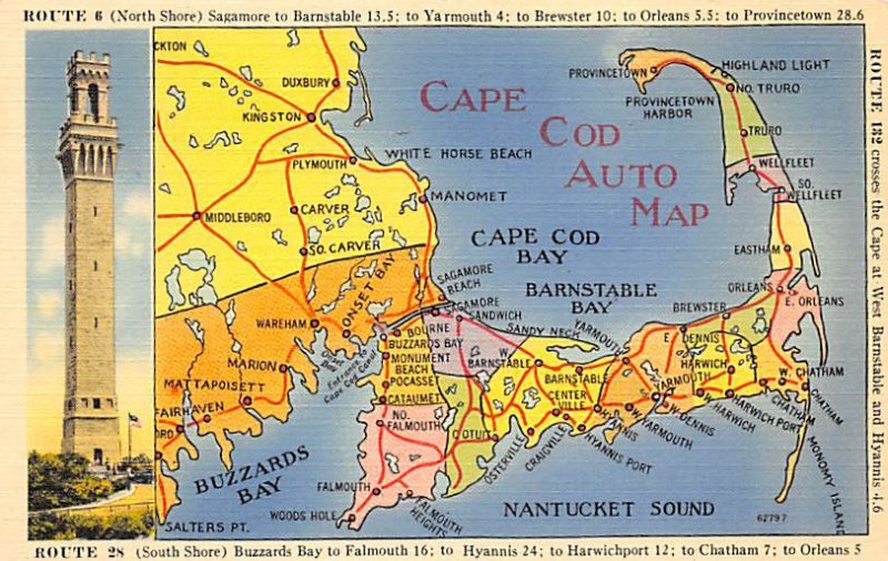 Cape Cod Auto Map USA Map Unused 