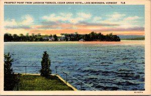 Cedar Grove Hotel Lake Bomoseen VT lakeside terrace vtg postcard