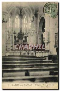 Postcard Old St Leger Sous Beuvray The Church Inner View