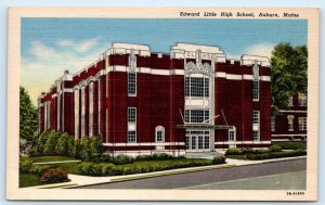 AUBURN, ME Maine ~ EDWARD LITTLE HIGH SCHOOL c1940s Androscoggin County Postcard