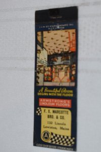 Armstrong Linoleum Floors F. X. Marcotte Bro. & Co. ME 20 Strike Matchbook Cover