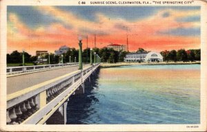 Florida Clearwater Sunrise Scene 1938 Curteich