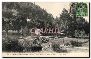 Old Postcard Uriage Les Bains Rustic Bridge in the Park