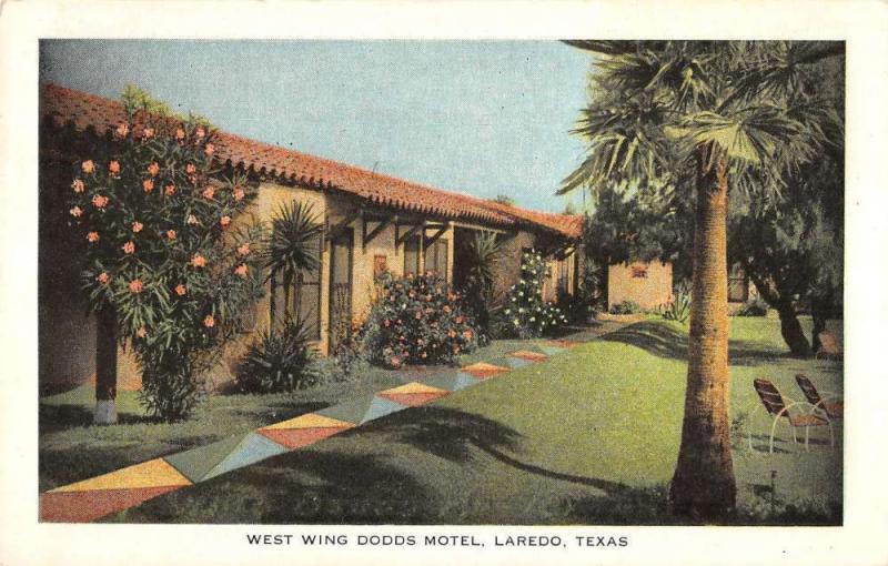 Laredo Texas birds eye view west wing Dodds Motel antique pc Y14863