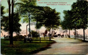 Postcard OH Ashtabula Harbor Point Park and Harbor Entrance Marine P.O. 1909 F14
