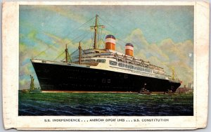 1925 S.S. Independence American Export Lines Passenger Ship Posted Postcard