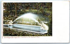 SARATOGA SPRINGS, New York  NY    Fountain in MR. CANFIELD'S PARK 1906 Postcard