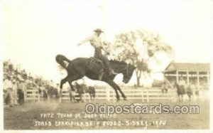 Fritz Truak on Dark Cloud Iowa Chanpionship Rodeo - Sidney 1935 Cowboy Wester...