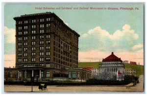 c1910 Hotel Schenley and Soldier's & Sailors Monument Pittsburg PA Postcard