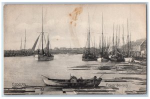 Esbjerg Jutland Denmark Postcard Esbjerg Fishing Harbor 1907 Antique Posted