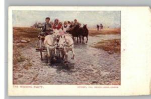 Old Postcard-The Wedding Party..Horse Wagons