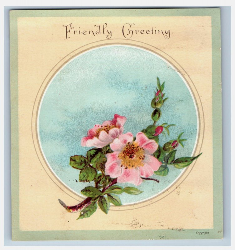 1880s Victorian Friendly Greeting Trade Cards Blossoms Yellow Birds Lot Of 4 #6B