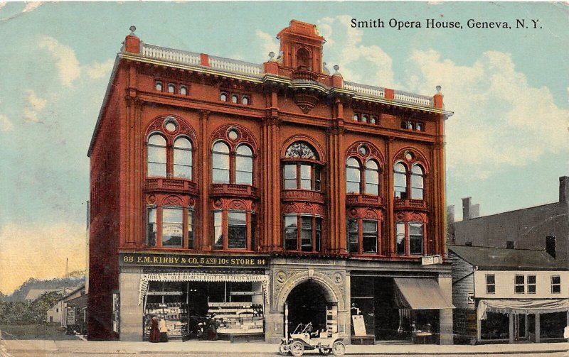 F82/ Geneva New York Postcard c1910 Smith Opera House Kirby Store