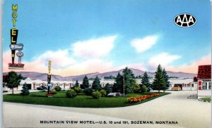 1950s Mountain View Motel U.S. 10 & 191 Bozeman MT Postcard