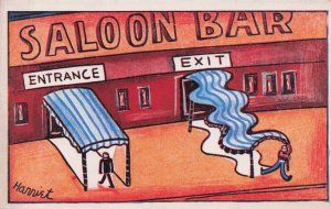 Saloon Bar Western Ranch In 1960s Comic Art Illustrator Postcard