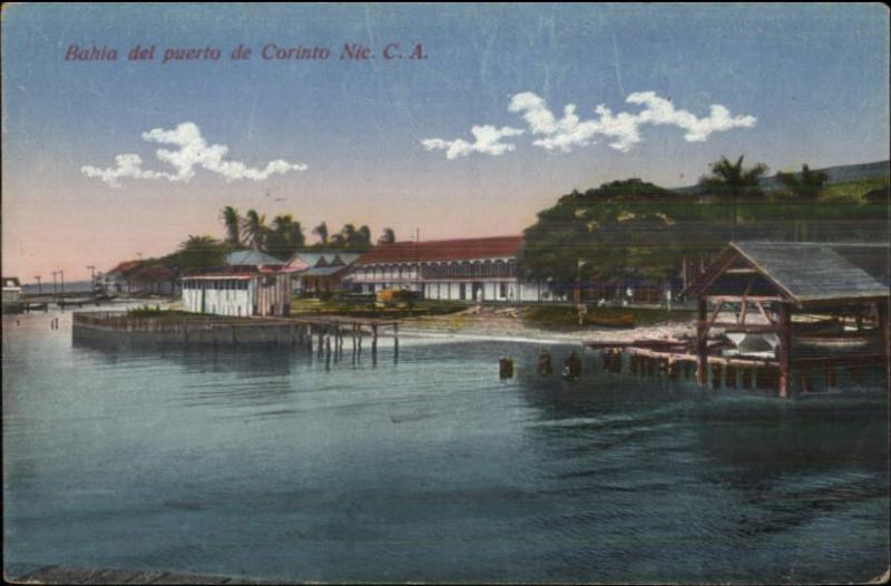 Nicaragua Bahia del Puerto de Corinto c1910 Postcard
