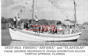 Advertising Postcard, Deep Sea Fishing Boat Aspasia, Tarpon Springs Florida