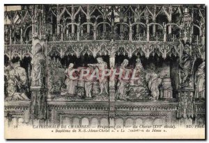 Old Postcard Cathedral Chartres Fragment Of Tower Choir Baptism of Our Lord J...