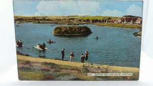 Vintage Postcard Boating Pool and Downs Worthing West Sussex Unposted C1960