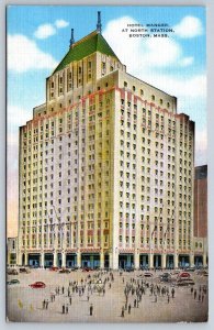 Hotel Manger At North Station, Boston, Massachusetts, Vintage Linen Postcard