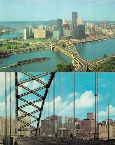 PITTSBURGH, PA Pennsylvania  FORT PITT BRIDGE   *Two* Views c1940's Postcards