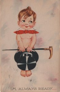 formal cherub postcard: I'm Always Ready