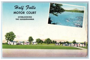 c1940's Susquehanna River, Half Falls Motor Court Harrisburg PA Postcard