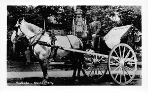 G76/ Quebec City Canada RPPC Postcard c1940s Caleche Carriage Horse