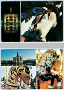 2 Postcards MARRIOTT'S GREAT AMERICA, Gurnee IL ~ COLUMBIA CAROUSEL 1976~ 4x6
