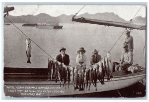 1910 Hotel Albin Guaymas Trolling Fishing Scene Sonora Mexico MX Posted Postcard 