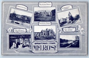 Roxburghshire Scotland Postcard Greetings from Melrose Multiview 1915