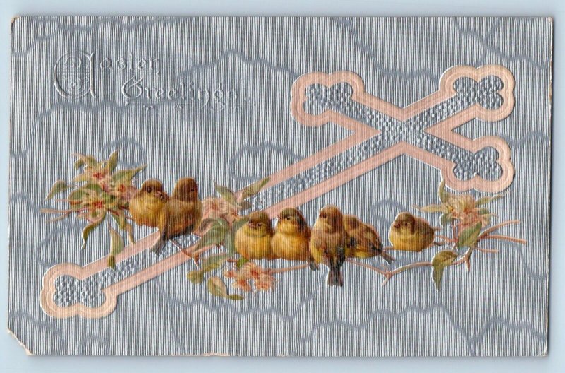 Mankato Minnesota MN Postcard Easter Greetings Holy Cross Birds Tuck 1909 Posted