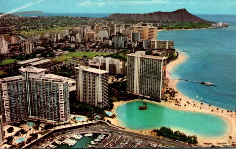 Hawaii Panoramic View Of Waikiki Hotels 1976