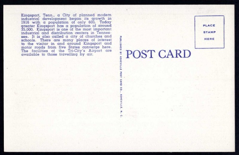 Tennessee KINGSPORT U.S. Post Office Pub Asheville Post Card Co. - Linen