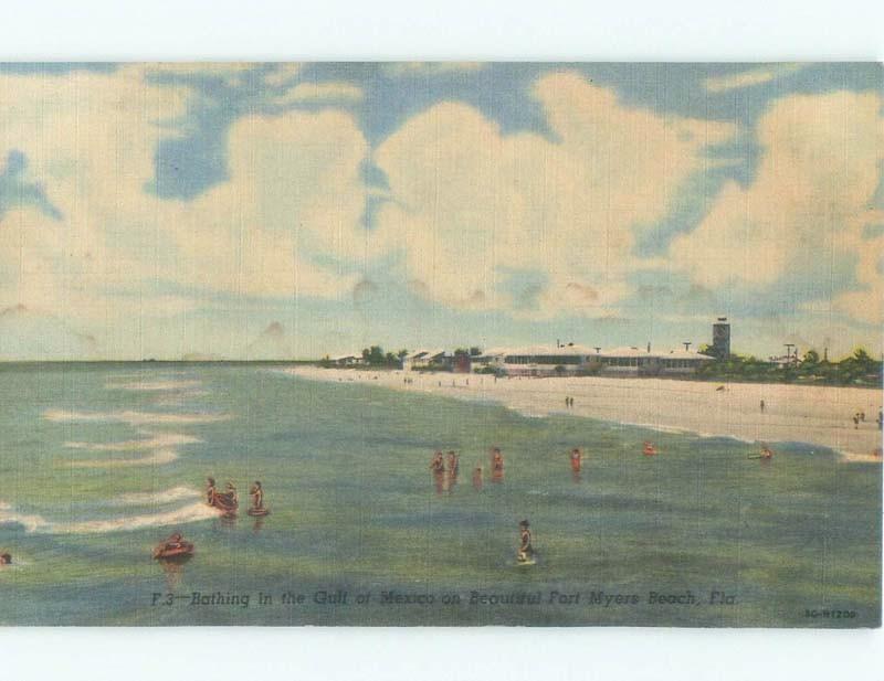 Linen BEACH SCENE Fort Myers Beach Florida FL d8172