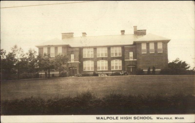 Walpole MA High School c1910 Real Photo Postcard