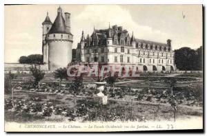 Old Postcard Chateau Chenonceau The West Facade view of the Gardens