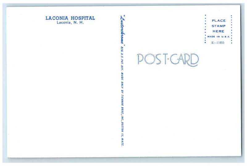 c1960's Laconia Hospital Laconia New Hampshire NH Vintage Postcard