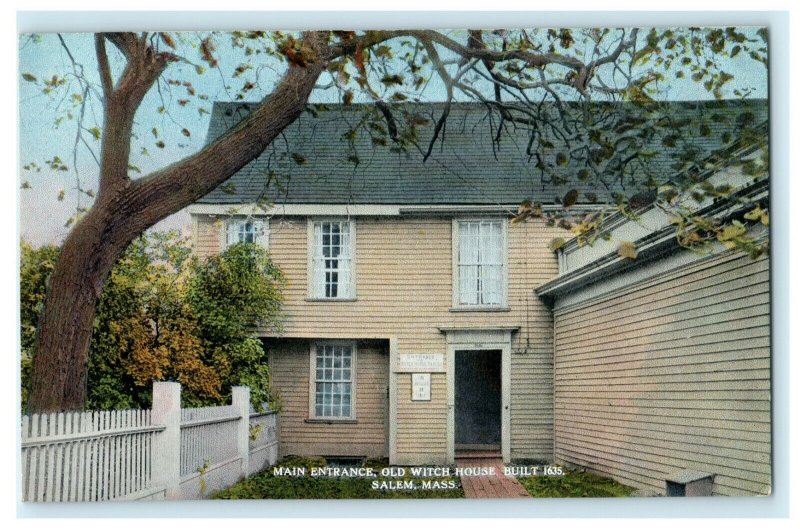 Old Witch House Main Entrance Built 1635 Salem Mass Postcard Vintage 