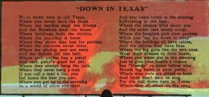 Down in Texas We're Down Here in Old Texas Saying Quote, Vintage Postcard