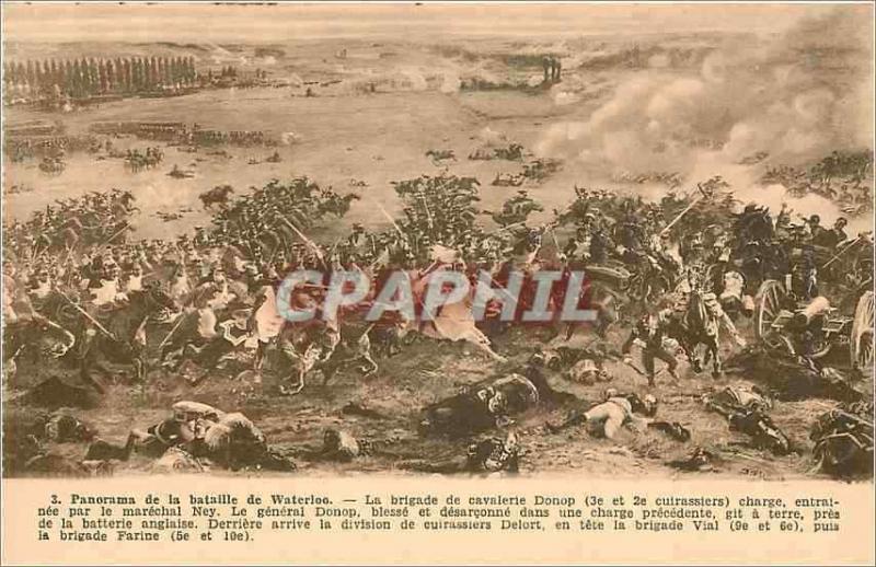 CPA Panorama de la Bataille de Waterloo La brigade de cavalerie Donop 