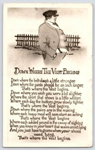 Truckee CA That's Where The Vest Begins~Weight Gain Comic Parody~To Vallejo RPPC