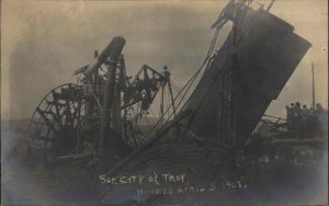 Dobbs Ferry NY Steamer Ship Wreck Disaster City of Troy Real Photo Postcard