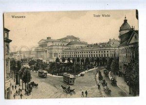 206544 POLAND WARSZAWA Grand Theatre TRAM Vintage postcard