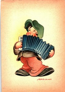 Italy - Accordion Player  - c1940 - Large Size Postcard - 