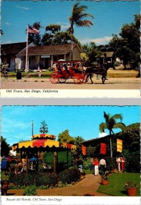 2~4X6 Postcards San Diego, CA California OLD TOWN HORSE~CARRIAGE RIDE & BAZAAR