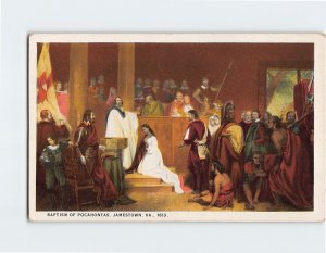 Postcard Baptism Of Pocahontas, Jamestown, Virginia