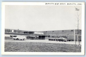 Rockville Connecticut Postcard High School Exterior Building View c1940 Vintage